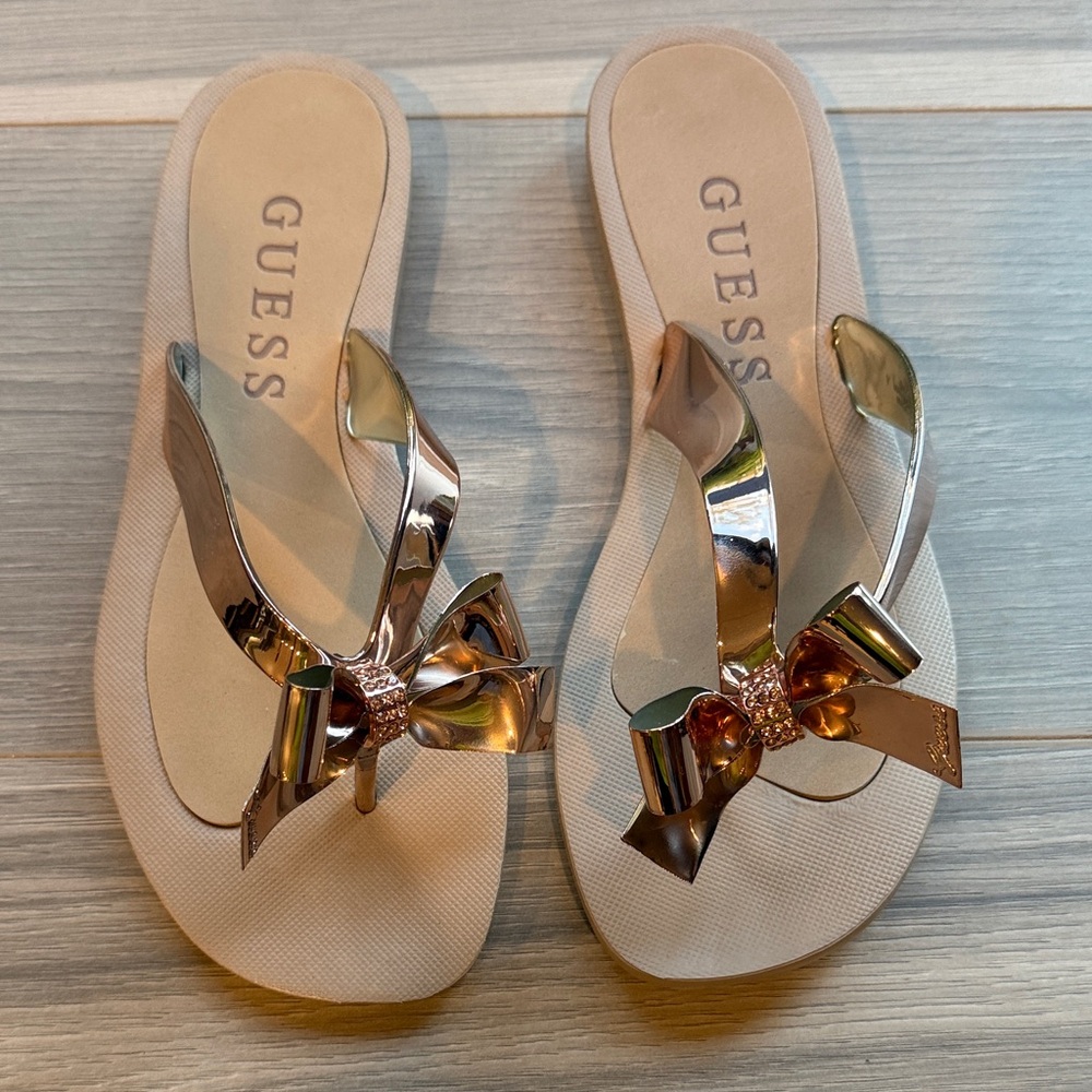 Guess Women's Tutu Rose Gold Metallic Sandals Size 9